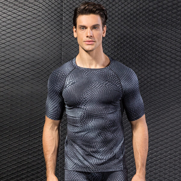 Men's Short Sleeve Quick Drying Clothes 3D Printing Fitness Running Training - Image 2